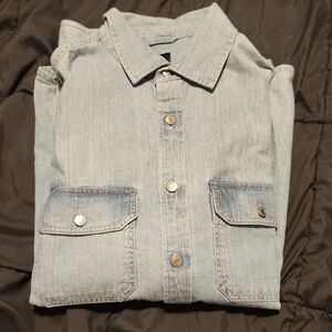 Zara Blue Lightweight Denim Long Sleeve Shirt M